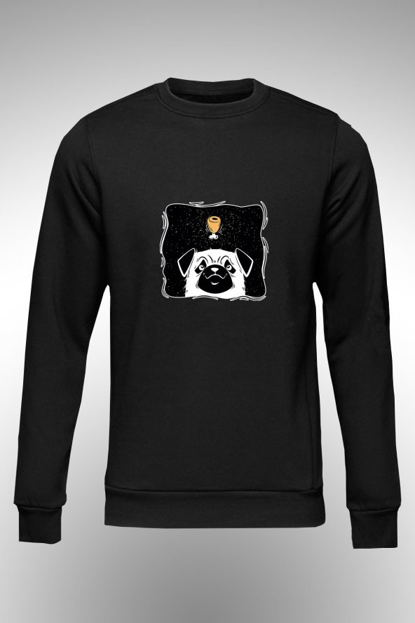 Masum Köpek Ve Balık Baskılı Sweat
