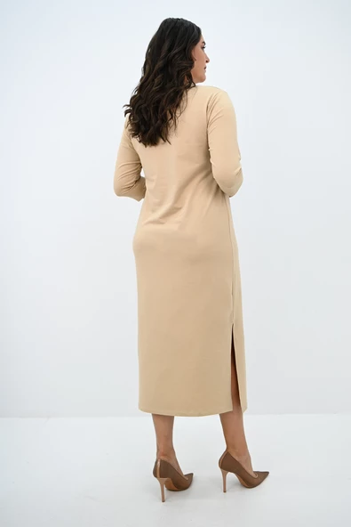 Kadın Büyük Beden Bel Bağlama Detaylı Elbise 5274-25 - 12