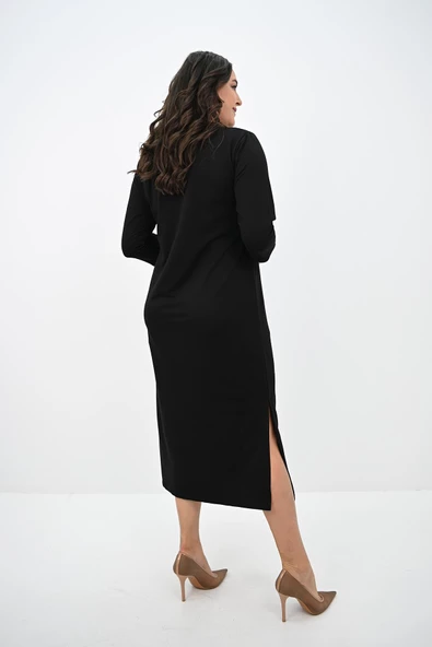 Kadın Büyük Beden Bel Bağlama Detaylı Elbise 5274-25 - 6