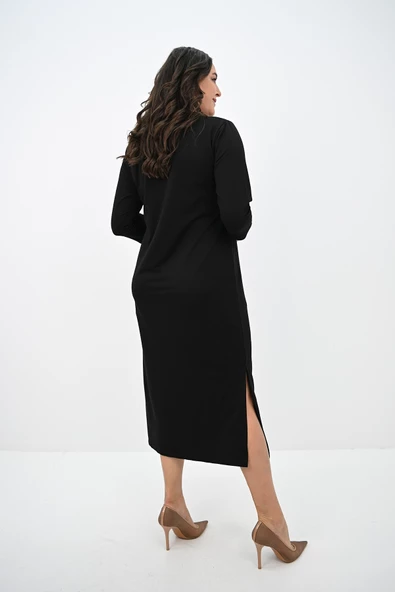 Kadın Büyük Beden Bel Bağlama Detaylı Elbise 5274-25 - 6