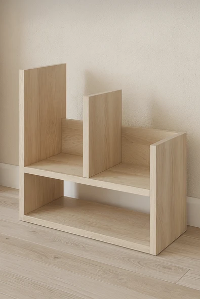 2 Katlı Masaüstü Kitaplık Modern Dekoratif Raf Ünitesi Masaüstü Düzenleyici Safir Meşe ürün görseli