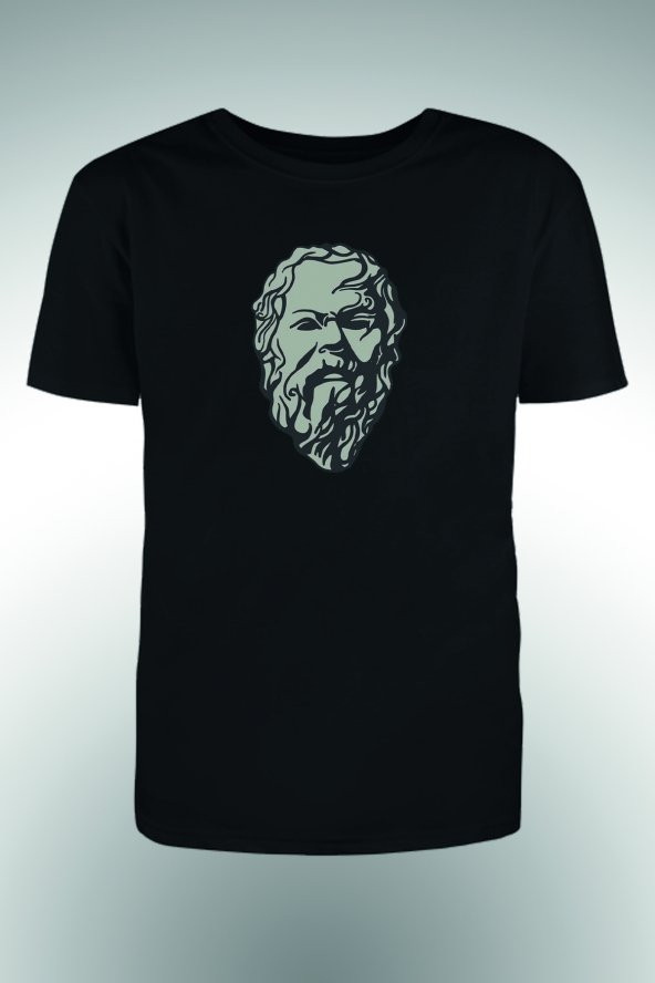 Siyah Beyaz Sakallı Adam Baskılı T-shirt - 1
