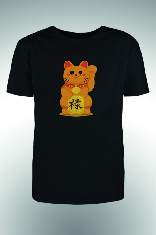 Sarı Kedi Baskılı T-shirt