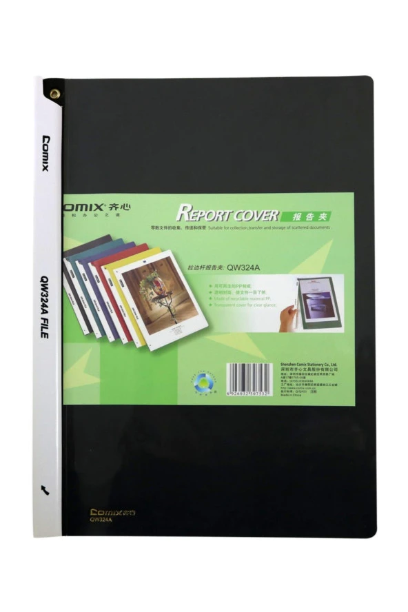 Comix Sıkıştırmalı Dosya Sırttan Klips Şeffaf Renkler QW324A