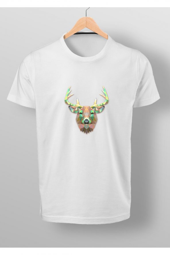 Geometrik Geyik Baskılı T-shirt - 1