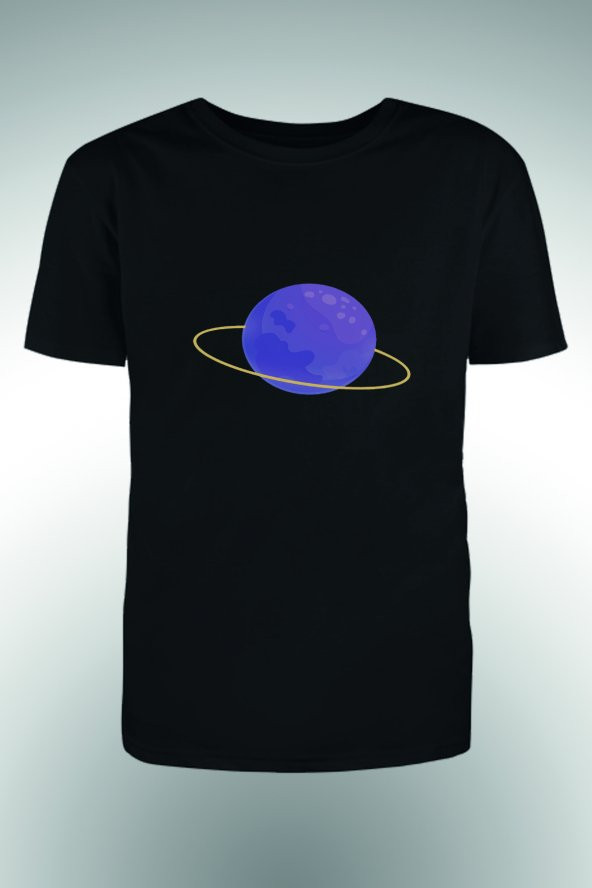Mor Halkalı Gezegen Baskılı T-shirt - 2