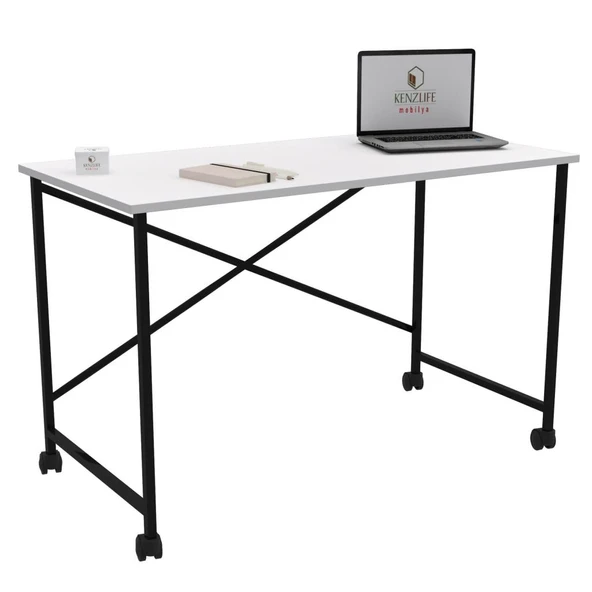 Kenzlife ofis masası momoko 075*130*60 byzsyh tekerlekli bilgisayar çalışma büro - Resim 2