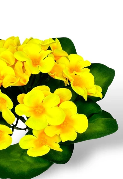 Nettenevime Yapay Çiçek Beyaz Saksıda Kadife Menekşe Gerçekçi Doku SARI - Resim 5