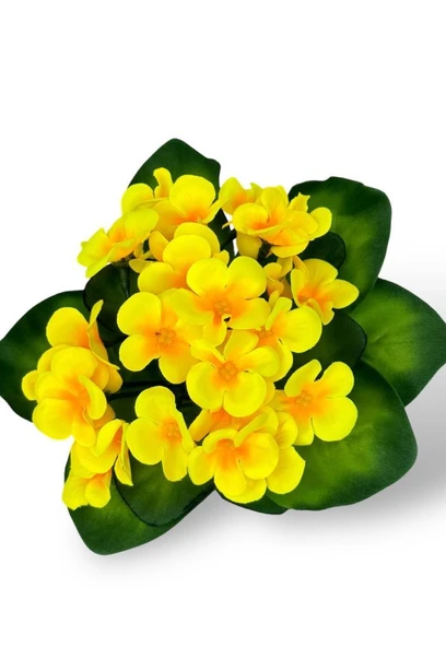 Nettenevime Yapay Çiçek Beyaz Saksıda Kadife Menekşe Gerçekçi Doku SARI - Resim 3