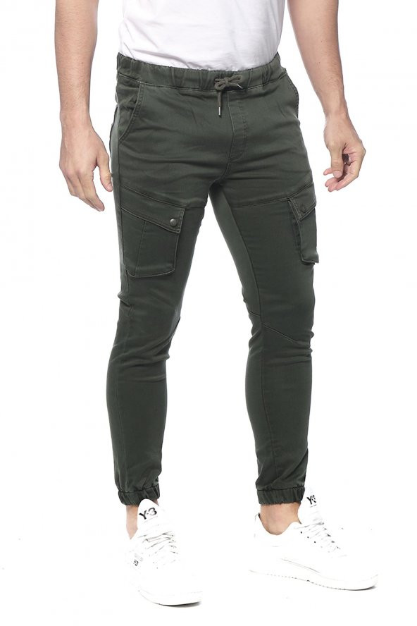 Erkek Slim Fit Yandan Cepli Beli Paçası Lastikli Spor Jogger Pantolon - 2