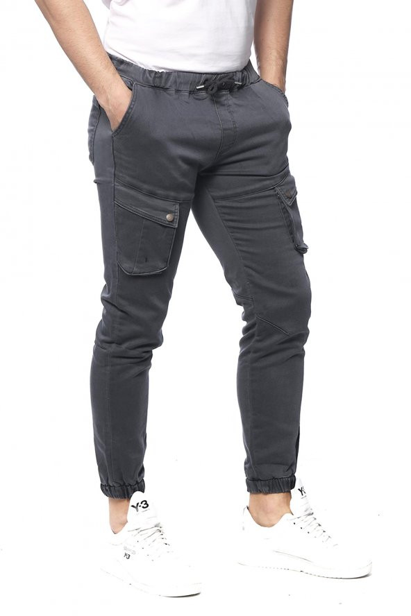 Erkek Slim Fit Yandan Cepli Beli Paçası Lastikli Spor Jogger Pantolon - 4