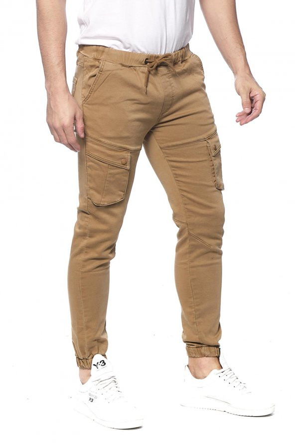 Erkek Slim Fit Yandan Cepli Beli Paçası Lastikli Spor Jogger Pantolon - 6