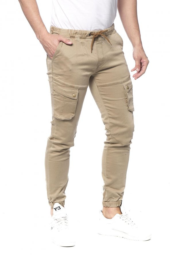 Erkek Slim Fit Yandan Cepli Beli Paçası Lastikli Spor Jogger Pantolon - 7