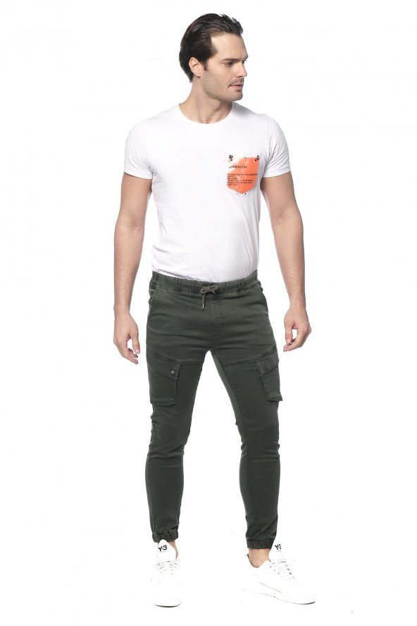 Erkek Slim Fit Yandan Cepli Beli Paçası Lastikli Spor Jogger Pantolon - 8