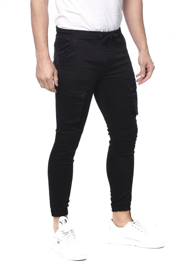 Erkek Slim Fit Yandan Cepli Beli Paçası Lastikli Spor Jogger Pantolon - 12