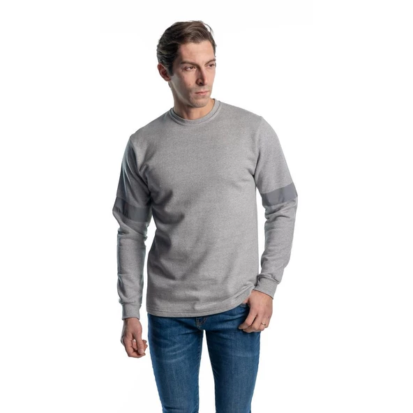 Şensel, Reflektörlü Sweatshirt, Açık Gri, Sıfır Yaka -107E4730-