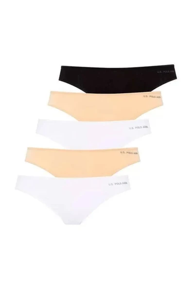 U.S. Polo Assn. Kadın 5'li Brazilian Slip (Siyah-Beyaz-Ten-Beyaz-Ten) - Resim 1