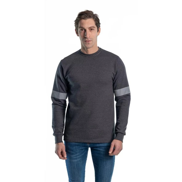 Şensel, Reflektörlü Sweatshirt, Koyu Gri, Sıfır Yaka -107E4732-