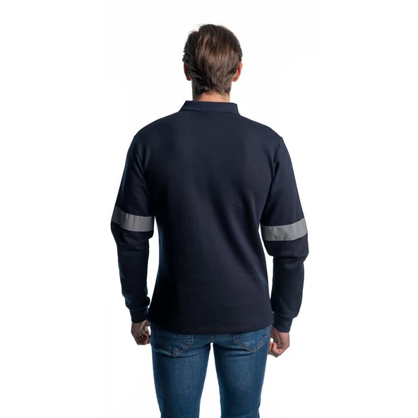 Şensel, Reflektörlü Sweatshirt, Lacivert, Polo Yaka -107E5645- - 2