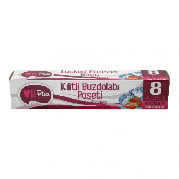 Vi! Plus Kilitli Buzdolabı Poşeti Büyük Boy 2 kg Lık 31 x 23 cm Ebatlı - 1