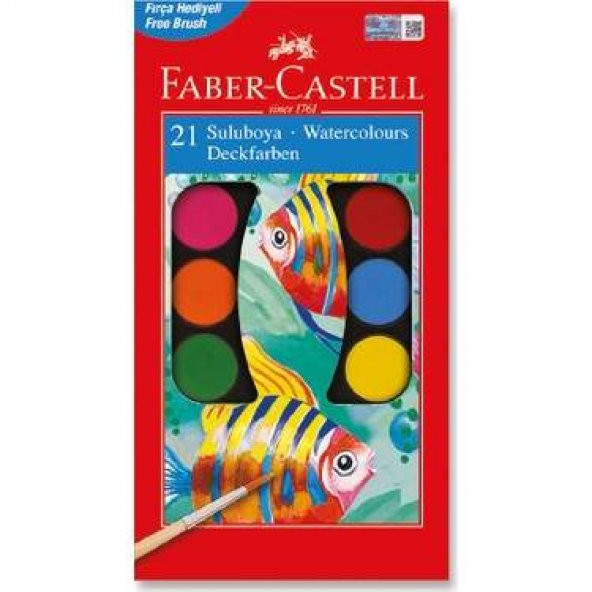 Faber Castell 21 Renk Büyük Boy Sulu Boy Fırça Hediyeli