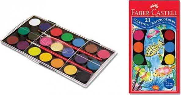 Faber Castell 21 Renk Büyük Boy Sulu Boy Fırça Hediyeli - 2