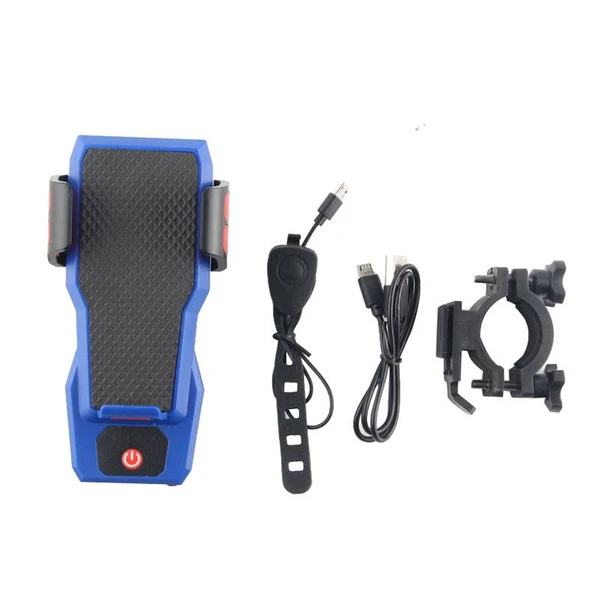 400 Lümen 4 Mod T6 Dış Mekan Gece Sürüşü Su Geçirmez Telefon Tutuculu Powerbankli Hoparlörlü Korna USB Şarj Edilebilir LED Far Ön Bisiklet Lambası - 11