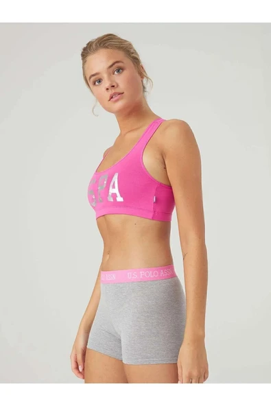 U.S. Polo Assn. Kadın Baskılı Büstiyer-Şort Takım - 4