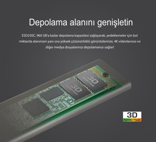 Transcend TS960GESD250C 960GB M.2 SATA Gen 2 Type-C Tasınabılır SSD - 9