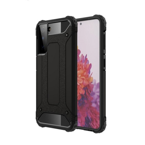 KNY Samsung Galaxy S21 Kılıf Çift Katmanlı Armour Case Siyah