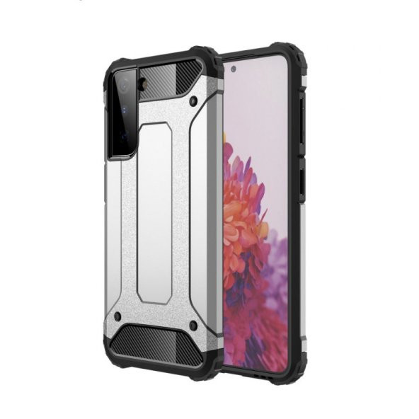 KNY Samsung Galaxy S21 Plus Kılıf Çift Katmanlı Armour Case Gri