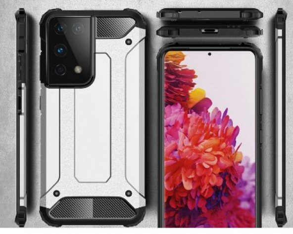 KNY Samsung Galaxy S21 Ultra Kılıf Çift Katmanlı Armour Case Rose Gold - 3