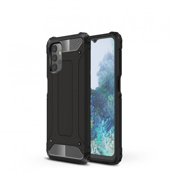 KNY Samsung Galaxy A32 5G Kılıf Çift Katmanlı Armour Case Siyah