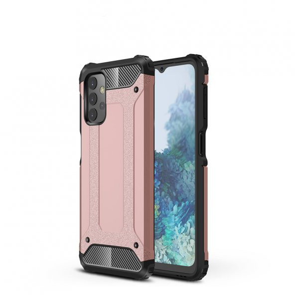 KNY Samsung Galaxy A32 5G Kılıf Çift Katmanlı Armour Case Rose Gold