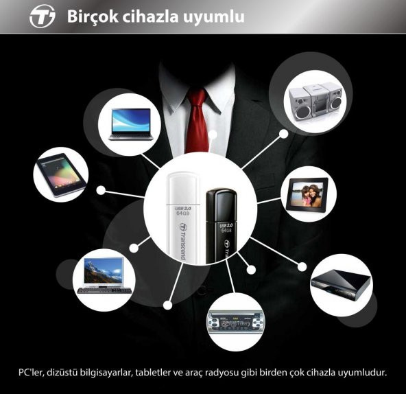 Transcend TS16GJF700 16GB Pen Drive USB3.1 Sıyah USB Bellek - 5