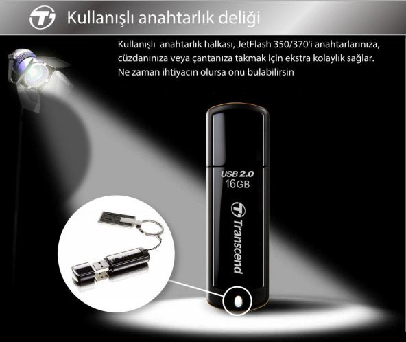 Transcend TS16GJF700 16GB Pen Drive USB3.1 Sıyah USB Bellek - 6