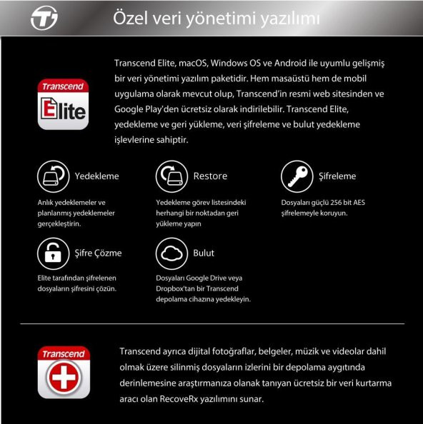 Transcend TS16GJF700 16GB Pen Drive USB3.1 Sıyah USB Bellek - 7