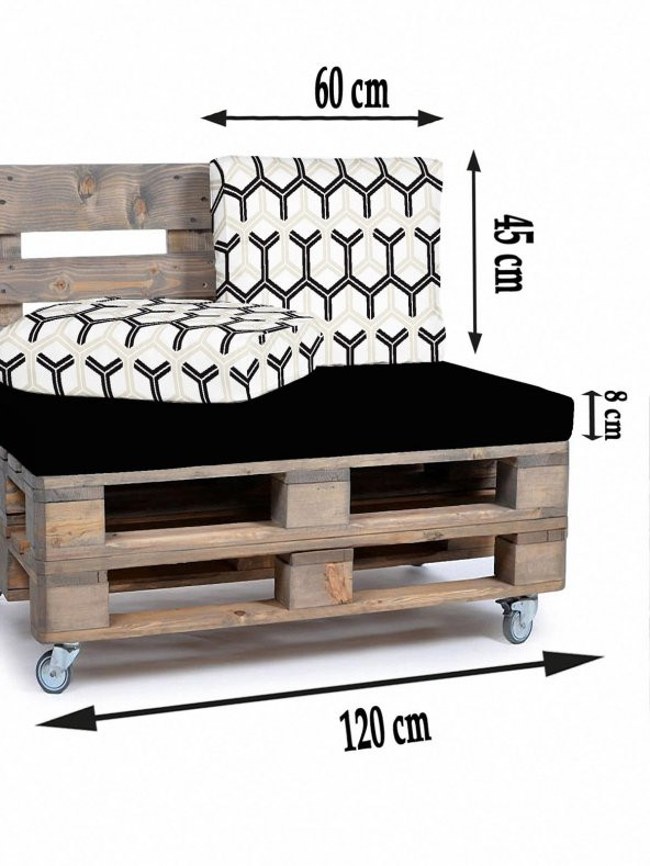 Siyah Minder Kılıfı Palet Yer Bahçe Sedir Minderi 80-120-8 cm Fermuarlı Yıkanabilir Kılıf Seti - 2