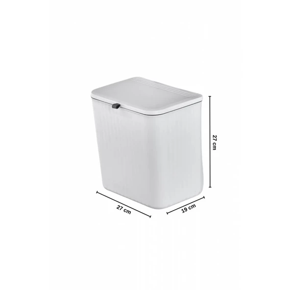 Piev Mutfak Tezgah Üstü Dolap Askılı Kapaklı 15 Lt Çöp Kovası Beyaz - 3