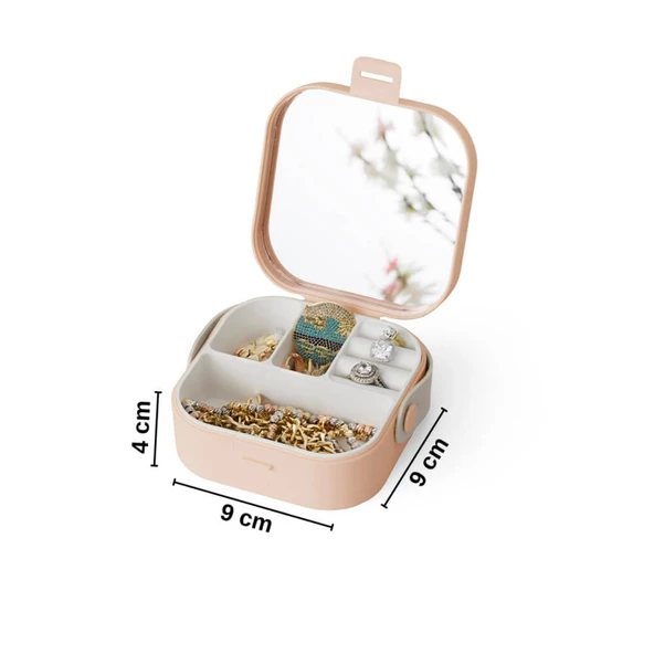 Piev House By House Çanta İçi Aynalı Mini Makyaj Takı Kutusu Turuncu - 5