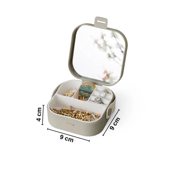 Piev House By House Çanta İçi Aynalı Mini Makyaj Takı Kutusu Cappuccino - 5