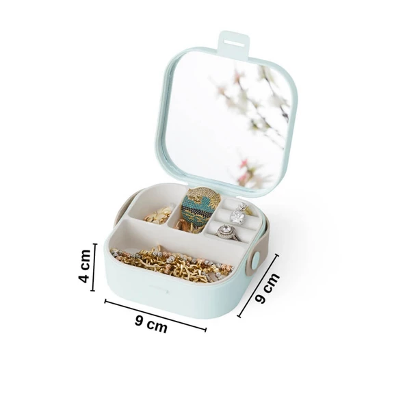 Piev House By House Çanta İçi Aynalı Mini Makyaj Takı Kutusu Mavi - 5