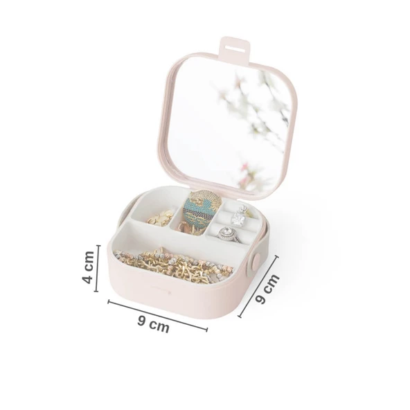 Piev House By House Çanta İçi Aynalı Mini Makyaj Takı Kutusu Beyaz - 5