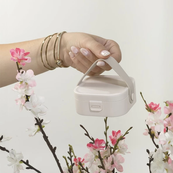 Piev House By House Çanta İçi Aynalı Mini Makyaj Takı Kutusu Beyaz - 4