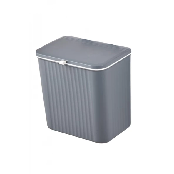 Piev Mutfak Tezgah Üstü Dolap Askılı Kapaklı 15 Lt Çöp Kovası Gri - 5
