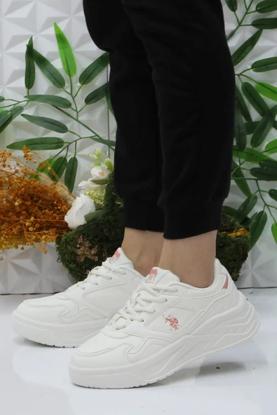 U.S. Polo Assn. Martha Beyaz Pudra Rahat Orijinal Ürün Kadın Spor Ayakkabı - Resim 3