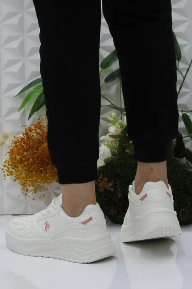 U.S. Polo Assn. Martha Beyaz Pudra Rahat Orijinal Ürün Kadın Spor Ayakkabı - Resim 4