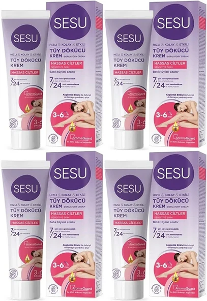 Sesu Tüy Dökücü Krem 100ML Hassas Ciltler (4 Lü Set)