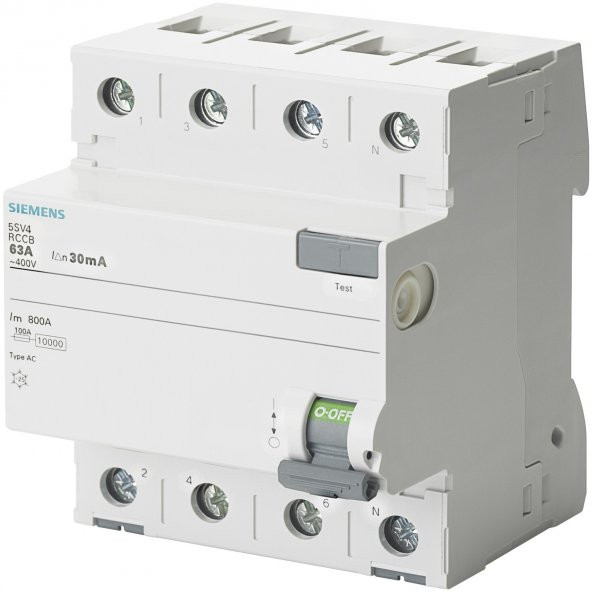 Siemens 5Sv4642-0 25A 30Ma 400V (3 Faz + Nötr) Kaçak Akım Koruma Rölesi