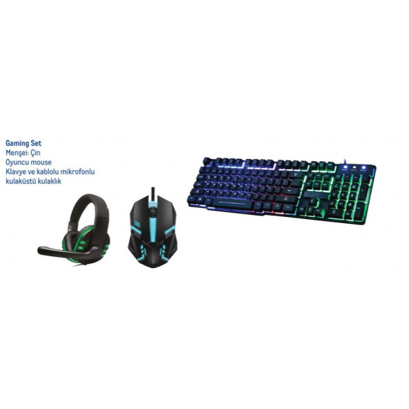 3'LÜ GAMİNG SET (KLAVYE, MOUSE, KULAKLIK) - 3